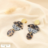 Boucles d’oreilles acier inoxydable résine léopard 0325563 marron