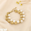 Bracelet double rang perles acier inox acrylique 0225505 doré