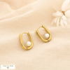 Boucles d’oreilles créole ovale acier acrylique 0325519 doré