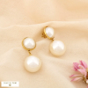 Boucles d’oreilles méga perle acier inox acrylique 0325524 blanc