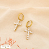 Boucles d’oreilles croix acier inox perle acrylique 0325523 blanc