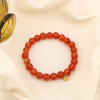 Bracelet élastique bille pierre 8mm acier inoxydable 0225555 orange foncé