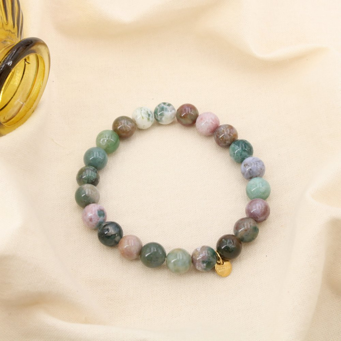 Bracelet élastique bille pierre 8mm acier inoxydable 0225555 multi2
