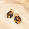 Boucles d'oreilles acier inox résine grain de café 0325568 marron
