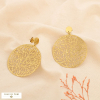 Boucles d'oreilles acier feuillage martelé ajouré 0325515 doré