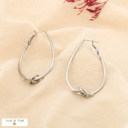 Boucles d'oreilles créoles acier inoxydable nœud 0325517 argenté