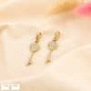 Breloque charm clé cœur acier inoxydable strass 0625506 doré