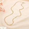 Collier sautoir chaîne acier grosse maille trombone 0125568 doré