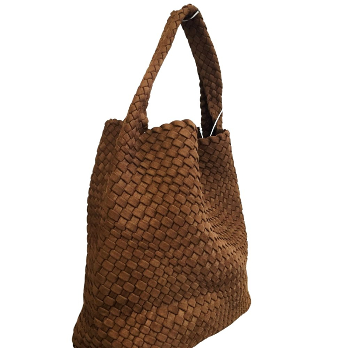 Sac porté épaule tissu polyester tressé 0925514 cognac