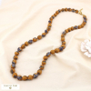 Collier sautoir acier inox polyester imprimé zèbre 0125544 cognac
