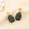 Boucles d’oreilles acier inox résine marbré fleur 0325541 vert kaki