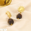 Boucles d’oreilles acier inox résine marbré soleil 0325530 taupe
