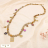 Collier acier acrylique marbré abeille astral coeur 0125530 naturel/beige