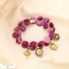 Bracelet élastique acier acrylique cristal breloque 0225516 violet