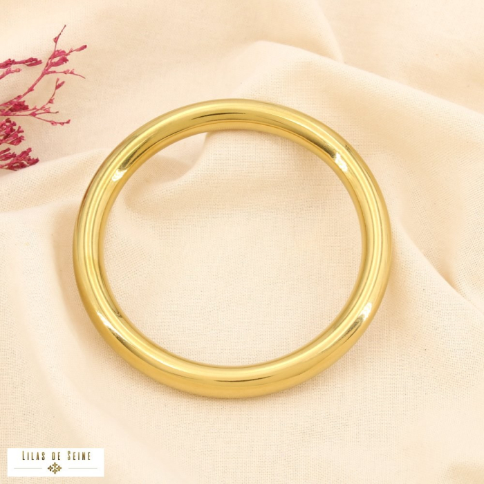 Bracelet jonc lisse épais en acier inoxydable 0223618 doré