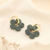 Boucles d'oreilles créoles acier inox fleur résine colorée 0325067 vert kaki