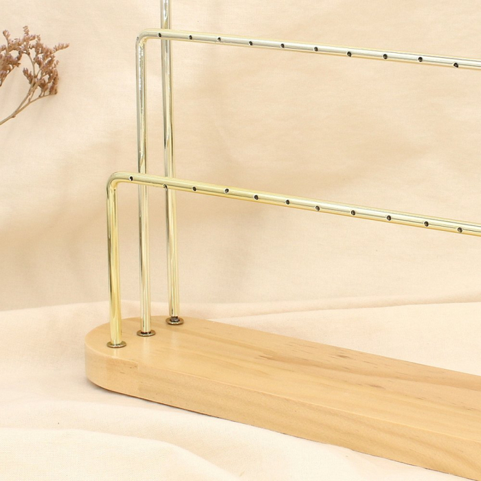 Présentoir boucles d’oreilles 3 niveaux bois métal 0625531 doré