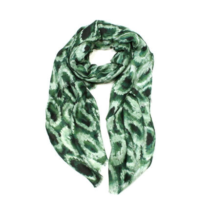 Foulard imprimé abstrait motif ovale viscose coton 0725502 vert