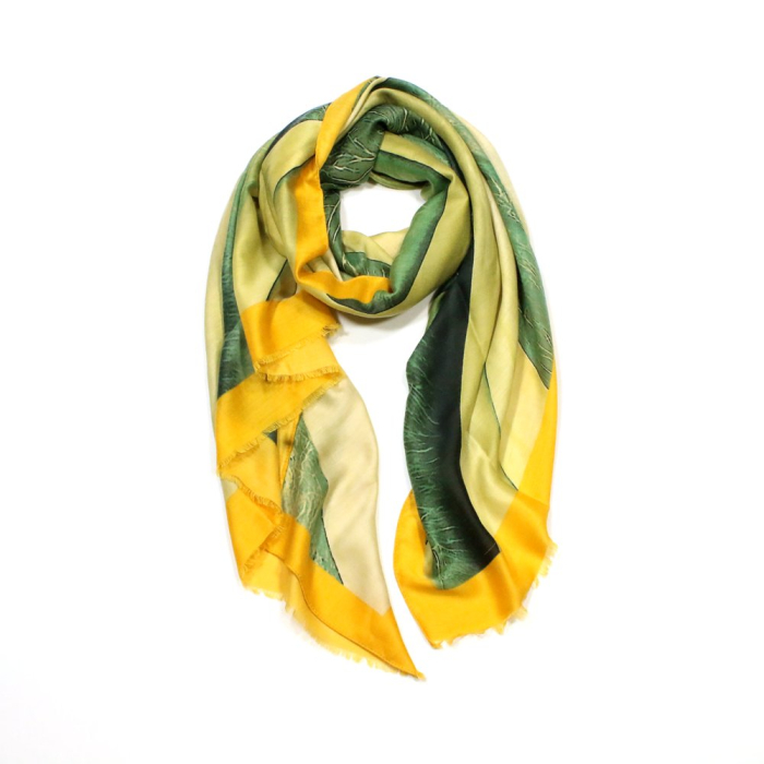 Foulard imprimé graphique viscose coton 0725507 vert