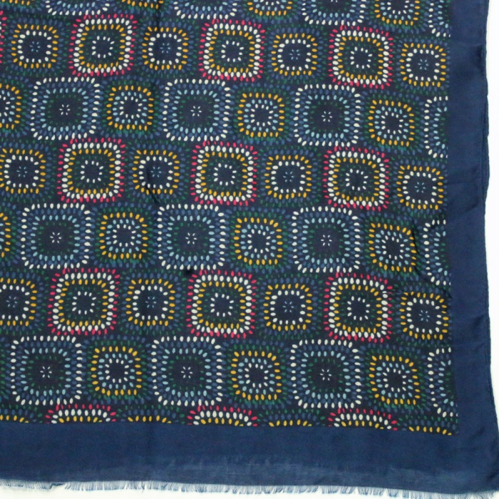 Foulard imprimé géométrique viscose coton 0725508 bleu foncé