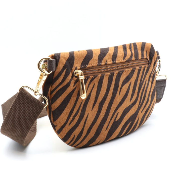 Sac banane motif zèbre polyester velours 0925518 bronze