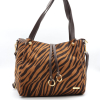 Sac porté épaule motif zèbre polyester velours 0925520 bronze