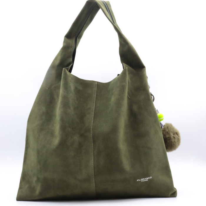 Sac porté épaule façon daim polyester Flora&Co 0925521 vert kaki