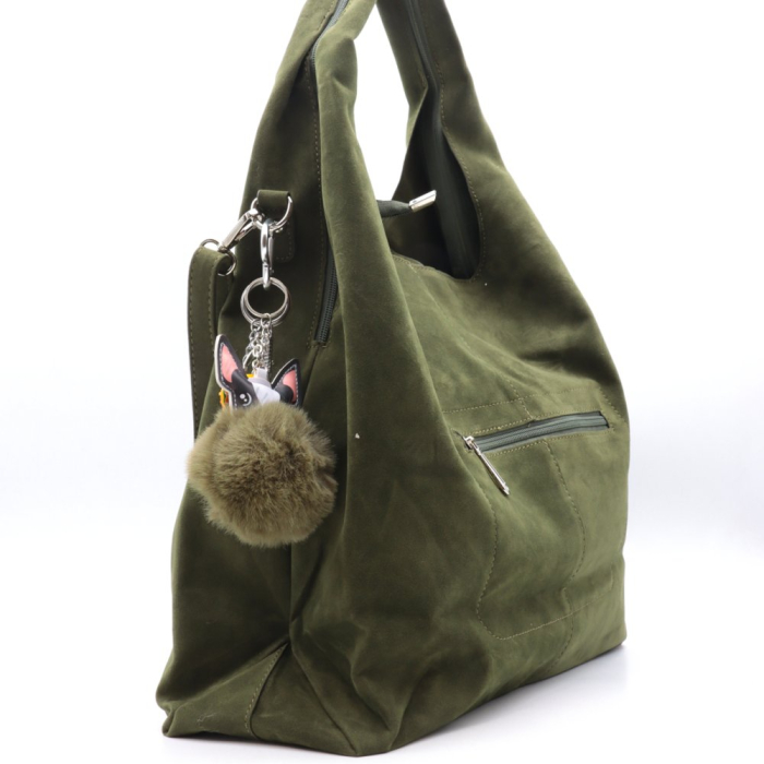 Sac porté épaule façon daim polyester Flora&Co 0925521 vert kaki