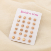 12 paires de puce d'oreilles fleur acier inoxydable 6mm 0319522 doré rose
