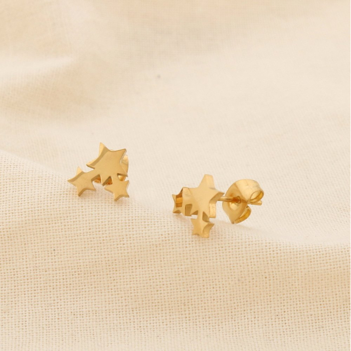 12 paires de puce d'oreilles étoile acier inoxydable 0319525 doré