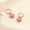 Boucles d'oreille mini créoles trèfle acier inoxydable pierre femme 0323046 rose