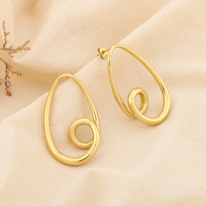 Boucles d’oreilles acier inoxydable spiralé goutte 0325571 doré
