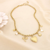 Collier acier breloque nacre perle cœur soleil 0125576 doré