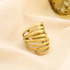 Bague acier inox multi-rangs ajouré contemporain 0425536 doré