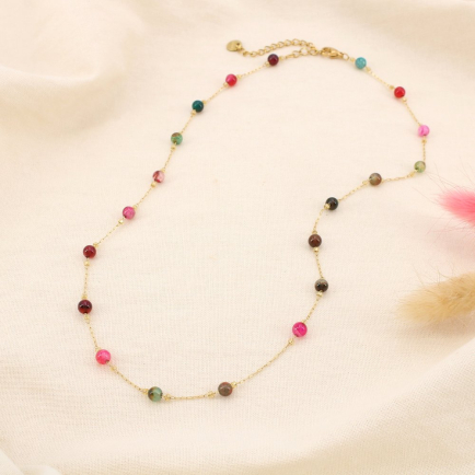 Collier acier inoxydable bille 4mm pierre 0125575 multi2