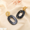 Boucles d’oreilles acier inoxydable résine marbré 0325569 noir