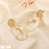 Boucles d’oreilles acier inoxydable résine marbré 0325569 naturel/beige