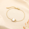 Bracelet cadenas acier inoxydable nacre strass 0225584 doré