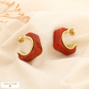Boucles d’oreilles demi-créoles acier résine marbré 0325533 doré rose