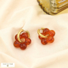 Boucles d’oreilles créoles fleur acier résine marbré 0325542 marron
