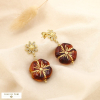 Boucles d’oreilles fleur acier inox résine strass 0325560 marron