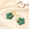 Boucles d'oreilles acier inox fleur résine paillette 0325578 vert kaki