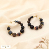 Boucles d’oreilles ethnique acier résine céramique 0325543 noir