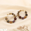 Boucles d’oreilles ethnique acier résine céramique 0325543 marron