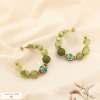 Boucles d’oreilles ethnique acier résine céramique 0325543 vert kaki