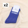 2 paires chaussettes à paillettes message FLEMME! 0625544 bleu