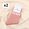 2 paires chaussettes à paillettes message LADY BOSS 0625545 rose nude