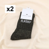 2 paires chaussettes à paillettes message FLASHY 0625546 noir