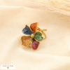 Bague acier inoxydable émail ouverte fleur boule 0425515 multi