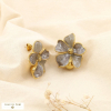 Boucles d’oreilles acier inox émail fleur boule 0325540 marron